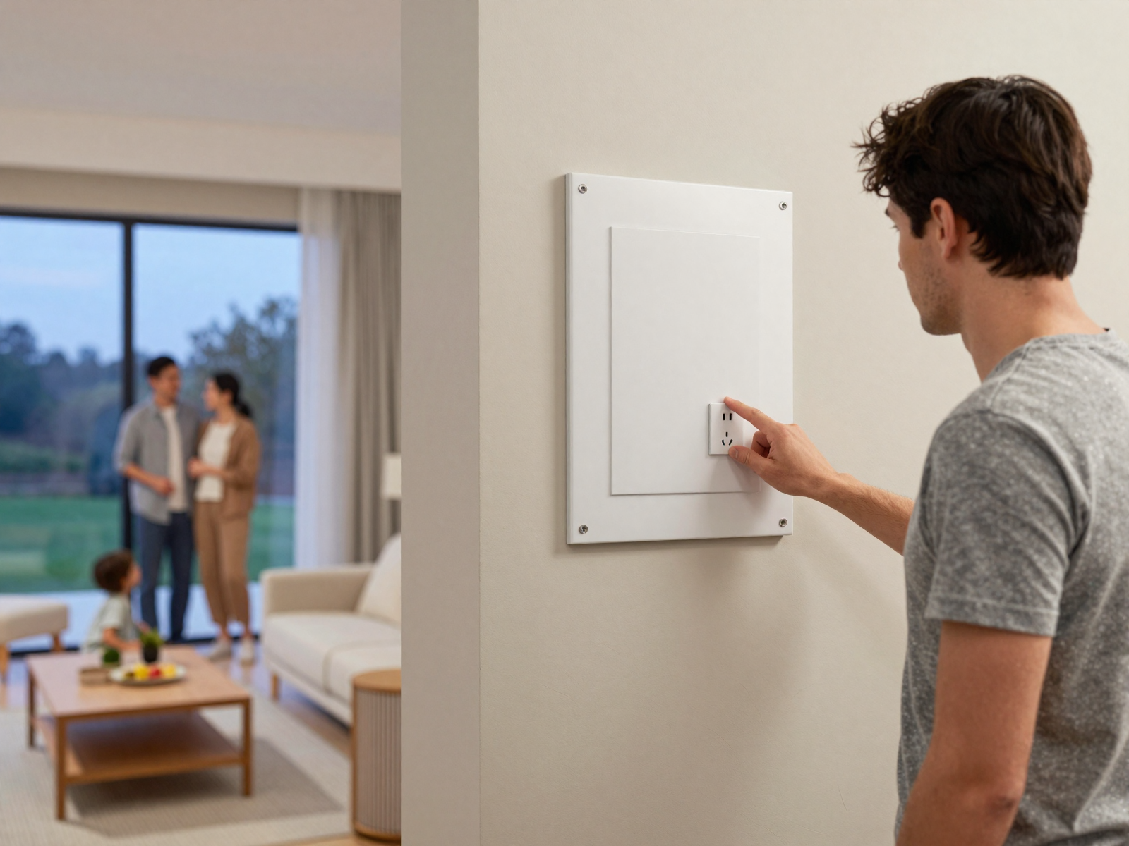 Smart electrical outlet installation in modern home